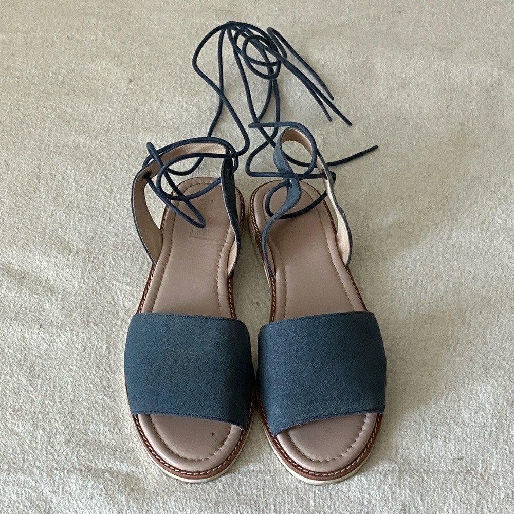 Blue M4D3 sandals with ankle tie size 8